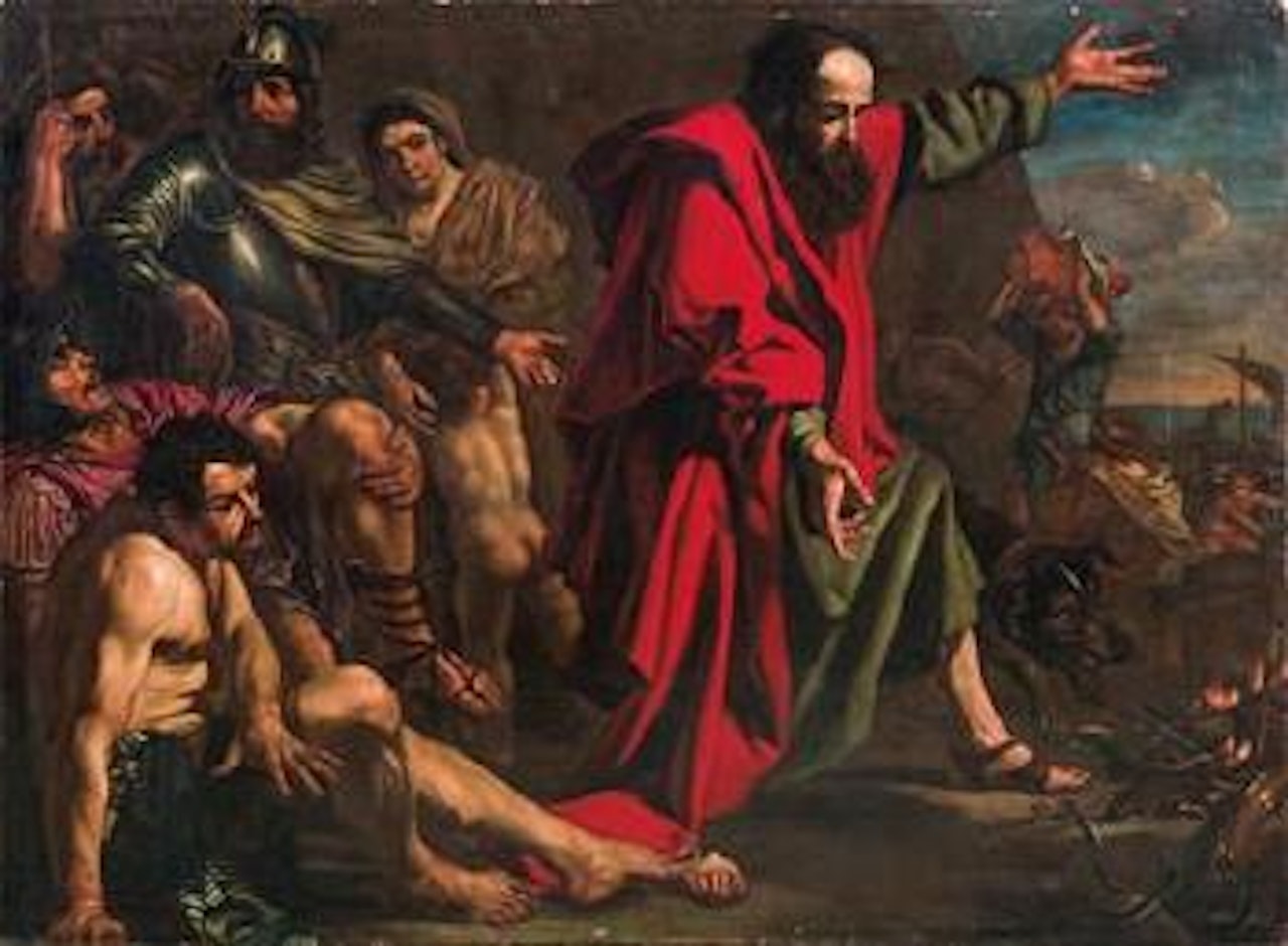 Saint Paul destroying the Serpent by Flemish School