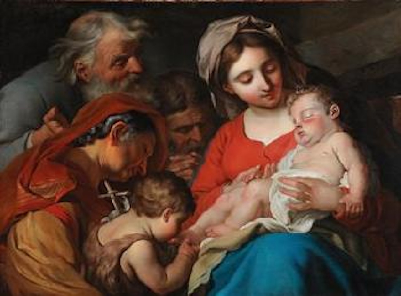 The Holy Family with Saint John the Baptist, Saint Elizabeth and Saint Zacharias by Roman School