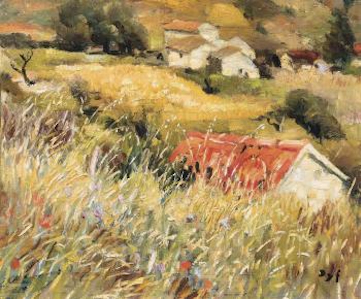 Blé et village de Provence by Marcel Dyf