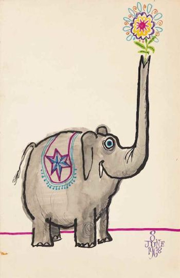 Elephant Birthday card by Ronald Searle
