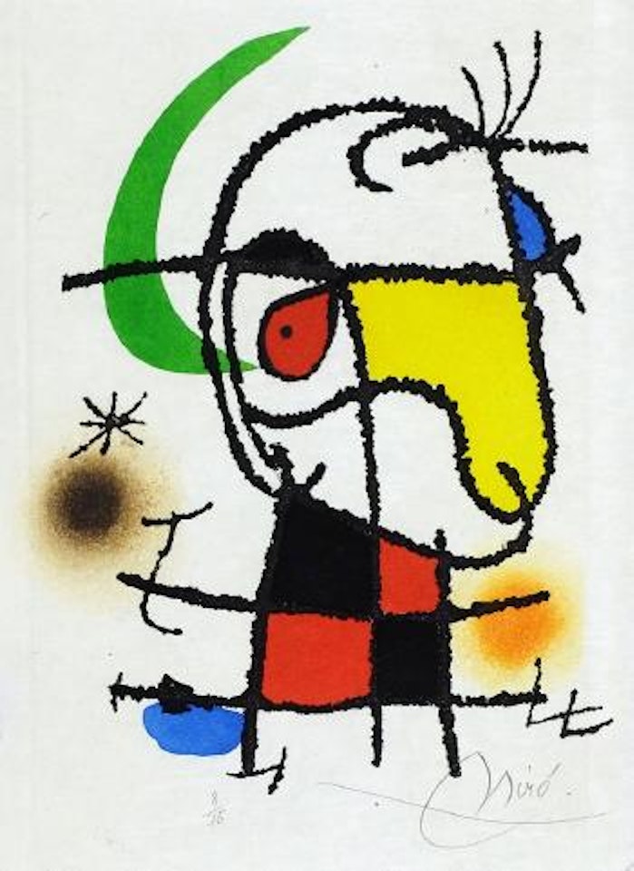 Le Vent parmi les Roseaux, Mappenwerk mit 6 Radierungen by Joan Miró