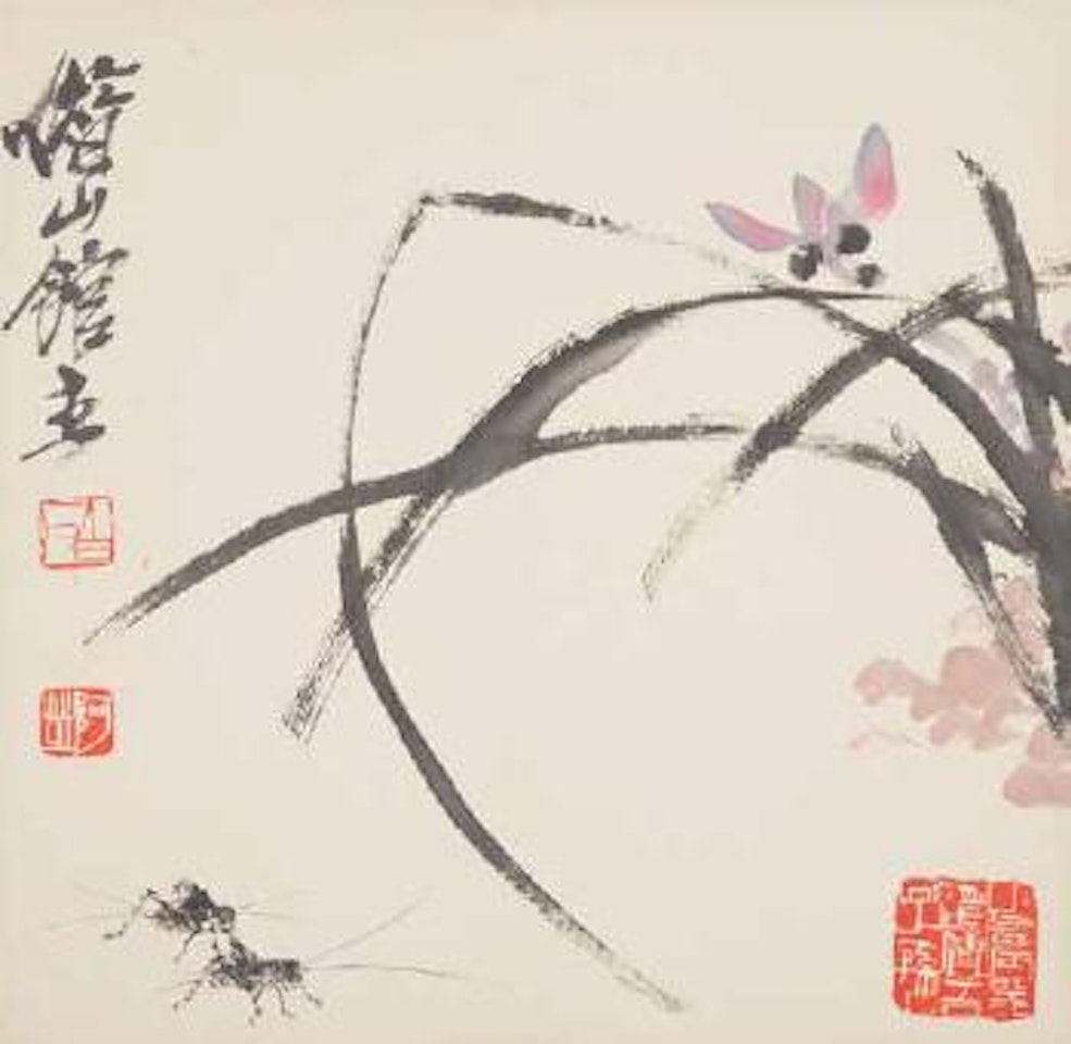 Orchids and grasshoppers by Qi Baishi