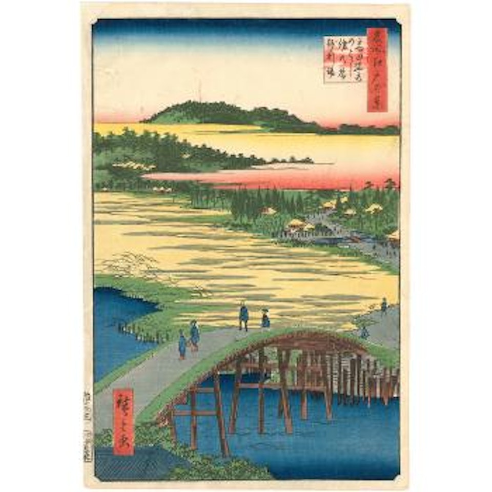 Takata, sugataminohashi Omokagenohashi jariba, le pont Sugatami, le pont Omokage et Jariba, à Takata by Utagawa Hiroshige