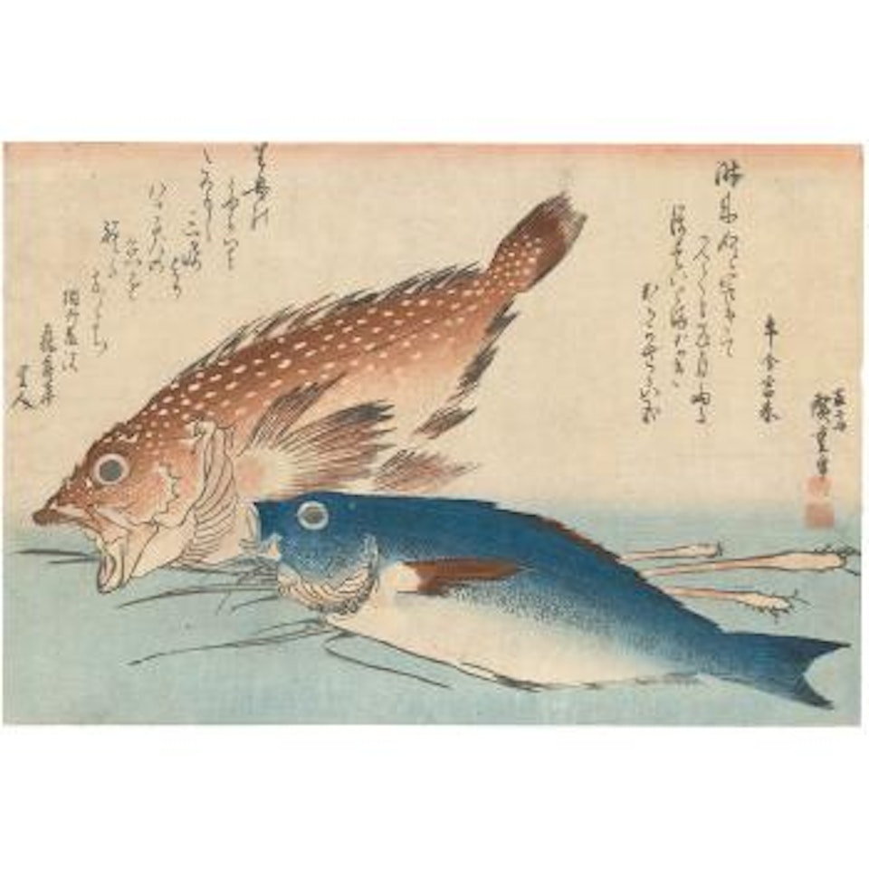 Kasago et Isaki sur des racines de gingembre by Utagawa Hiroshige