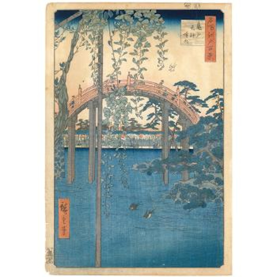 Kameido Tenjin, keidai, glycines dans le temple Tenjin à Kameido by Utagawa Hiroshige
