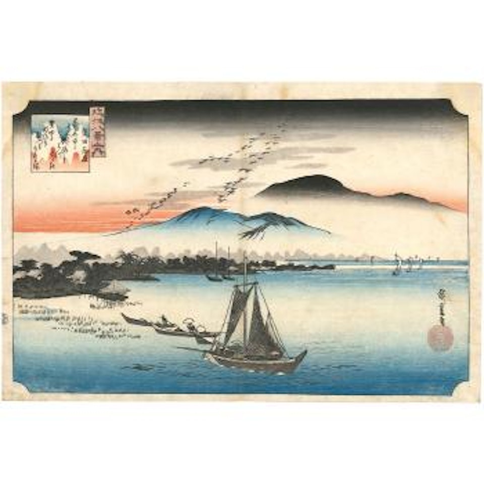 Katada rakugan, les oies volant au-dessus de Katada ,
Circa
1834
-
1835 by Utagawa Hiroshige