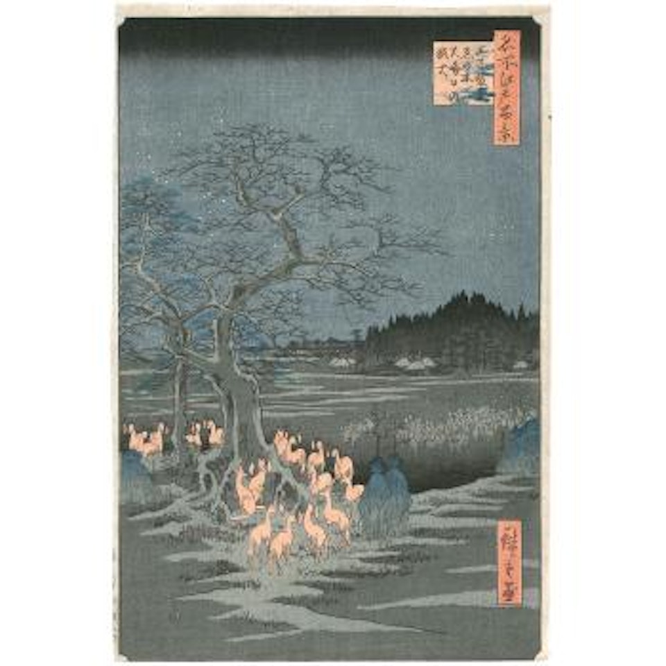 Ôji Shôzoku enoki, Ômisoka no kitsunebi, les feux follets des renards à Oji by Utagawa Hiroshige
