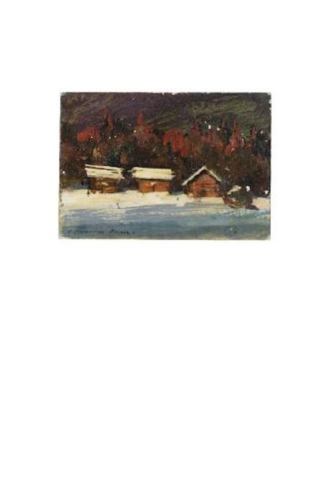 Isbas enneigées, sous de rouges feuillages by Konstantin Alekseevich Korovin