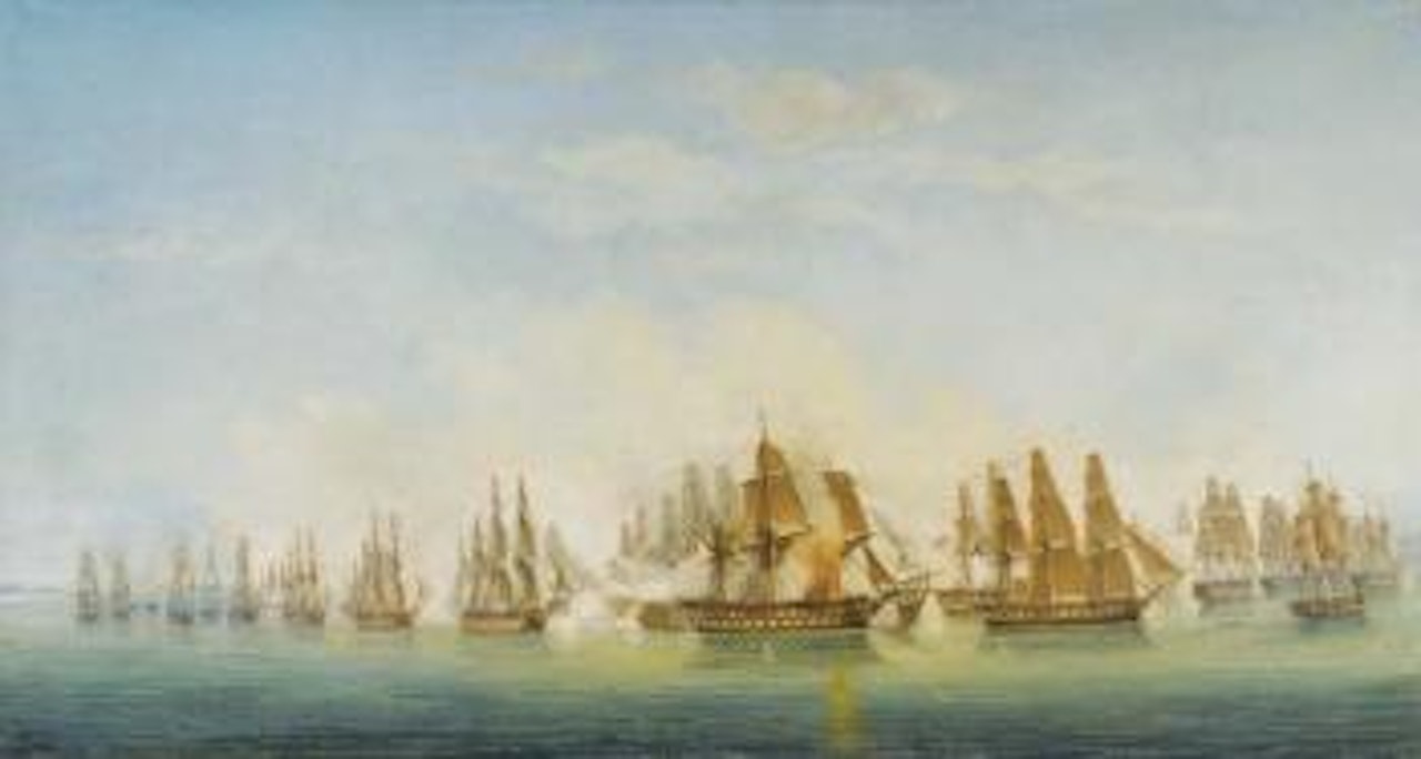 Le combat des Îles d'Hyères le 14 Juillet 1795 by French School