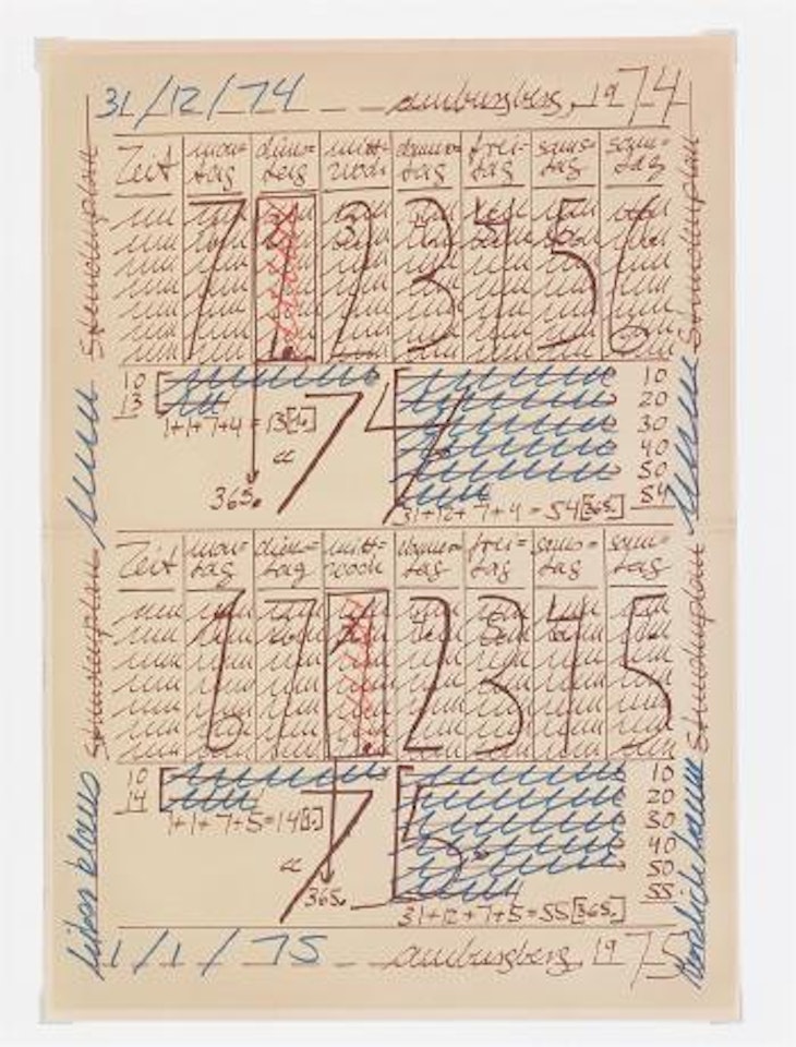 Stundenplan. 31.12.74-1.1.75 by Hanne Darboven