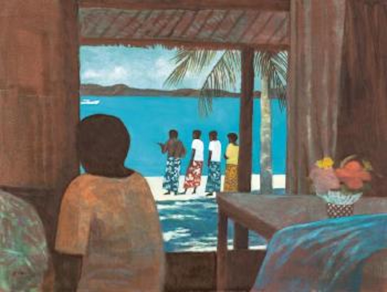Musical procession on the beach by Ray Austin Crooke