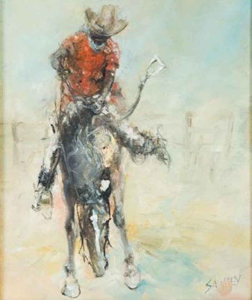 Flash Danny on a babbiloora spell horse, Carnarvon Outstation QLD by Hugh Sawrey
