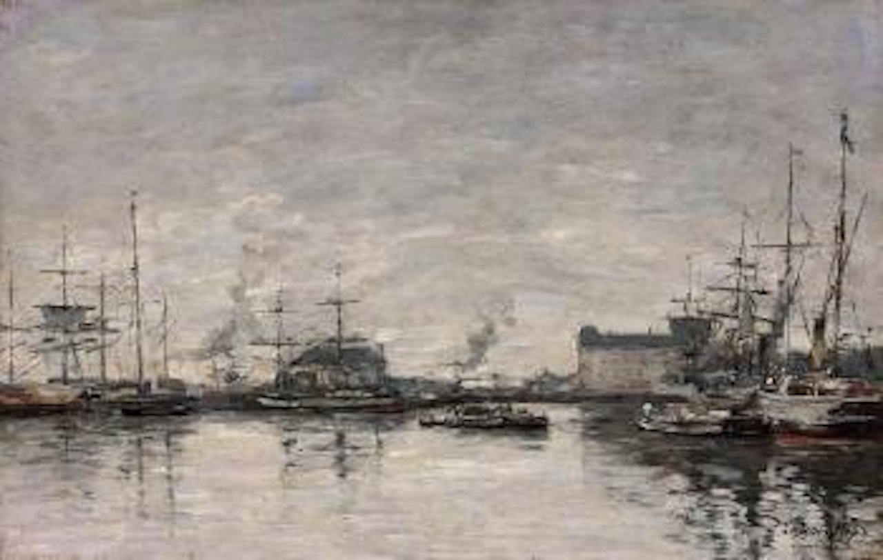 Fécamp, le bassin by Eugène Boudin