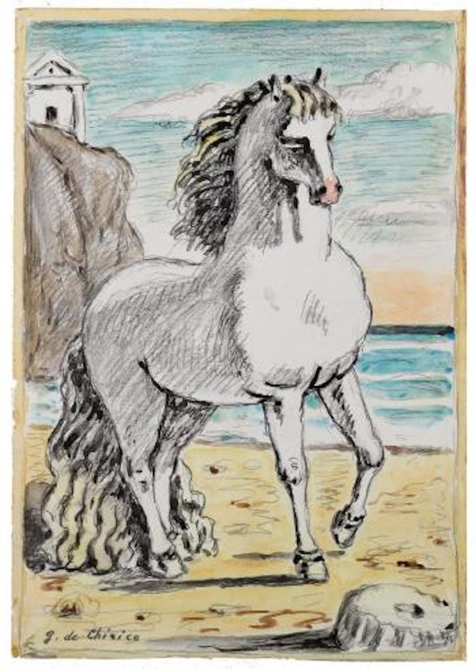 Horse on the beach by Giorgio de Chirico