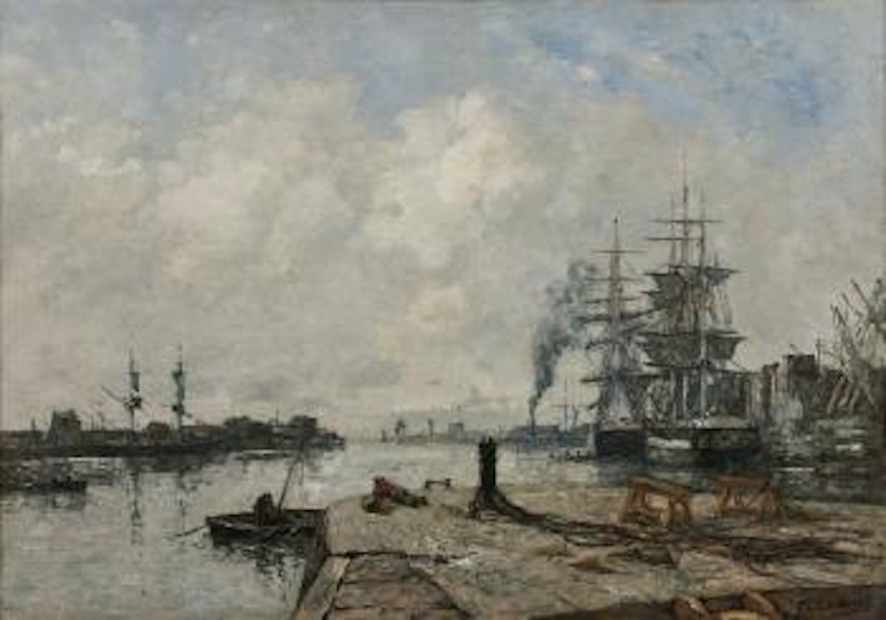 Boulogne-sur-mer, le port by Eugène Boudin