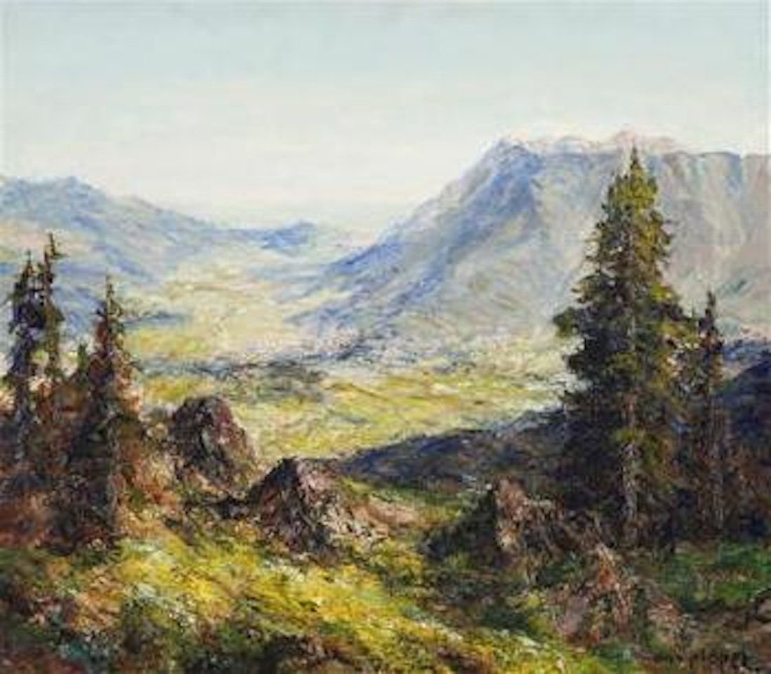 Blick vom Kreuzeck auf Garmisch by Otto Pippel