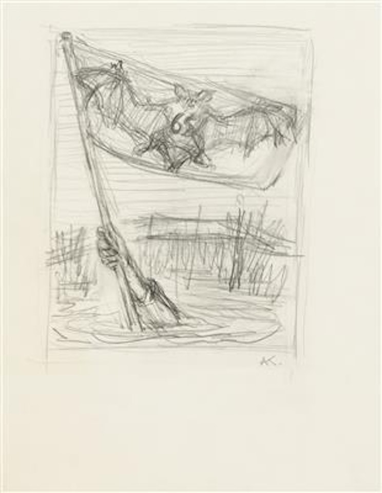 Fahne mit Fledermaus by Alfred Kubin
