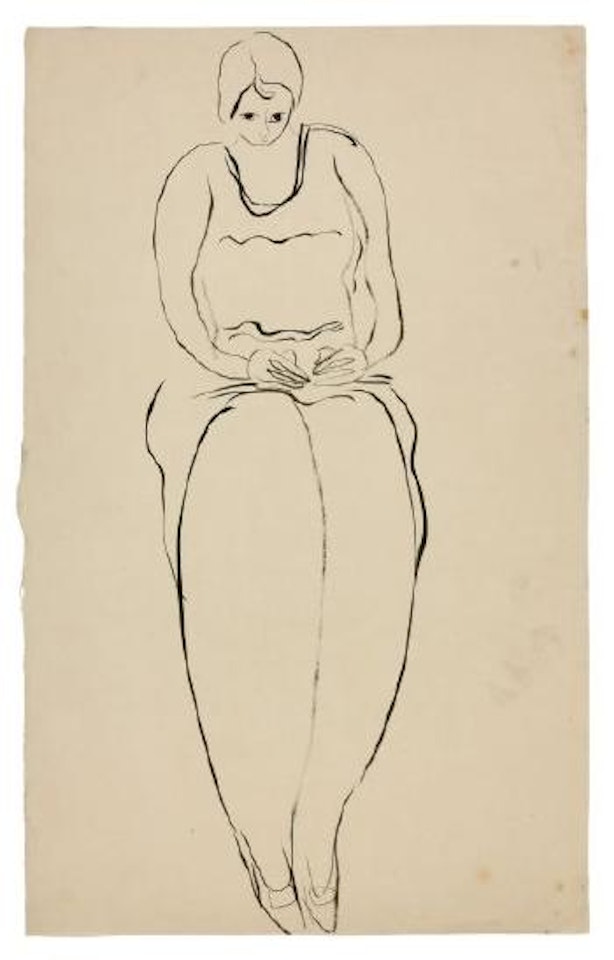 Femme assise dessinant by Sanyu