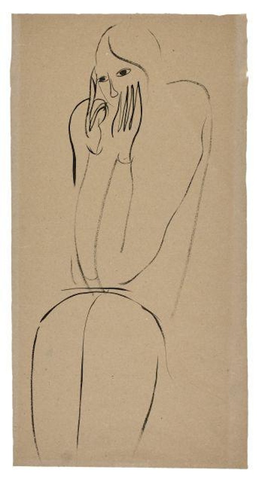 Femme assise les mains au visage by Sanyu