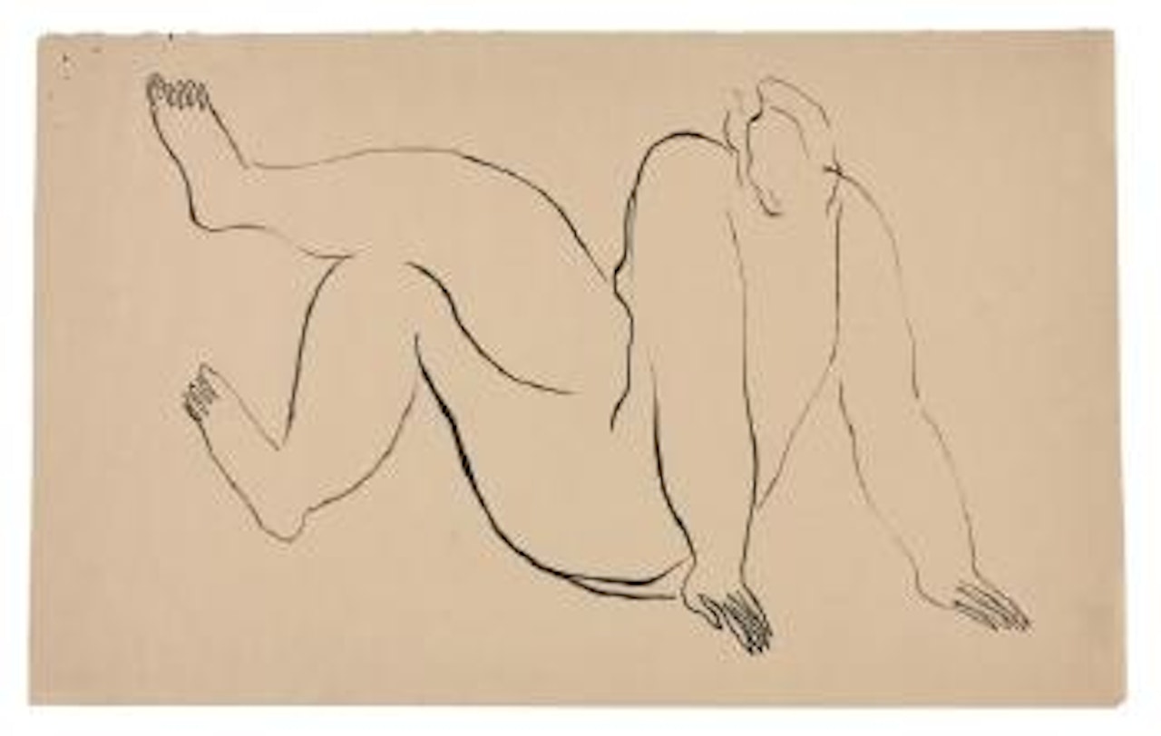 Nu assis de dos by Sanyu