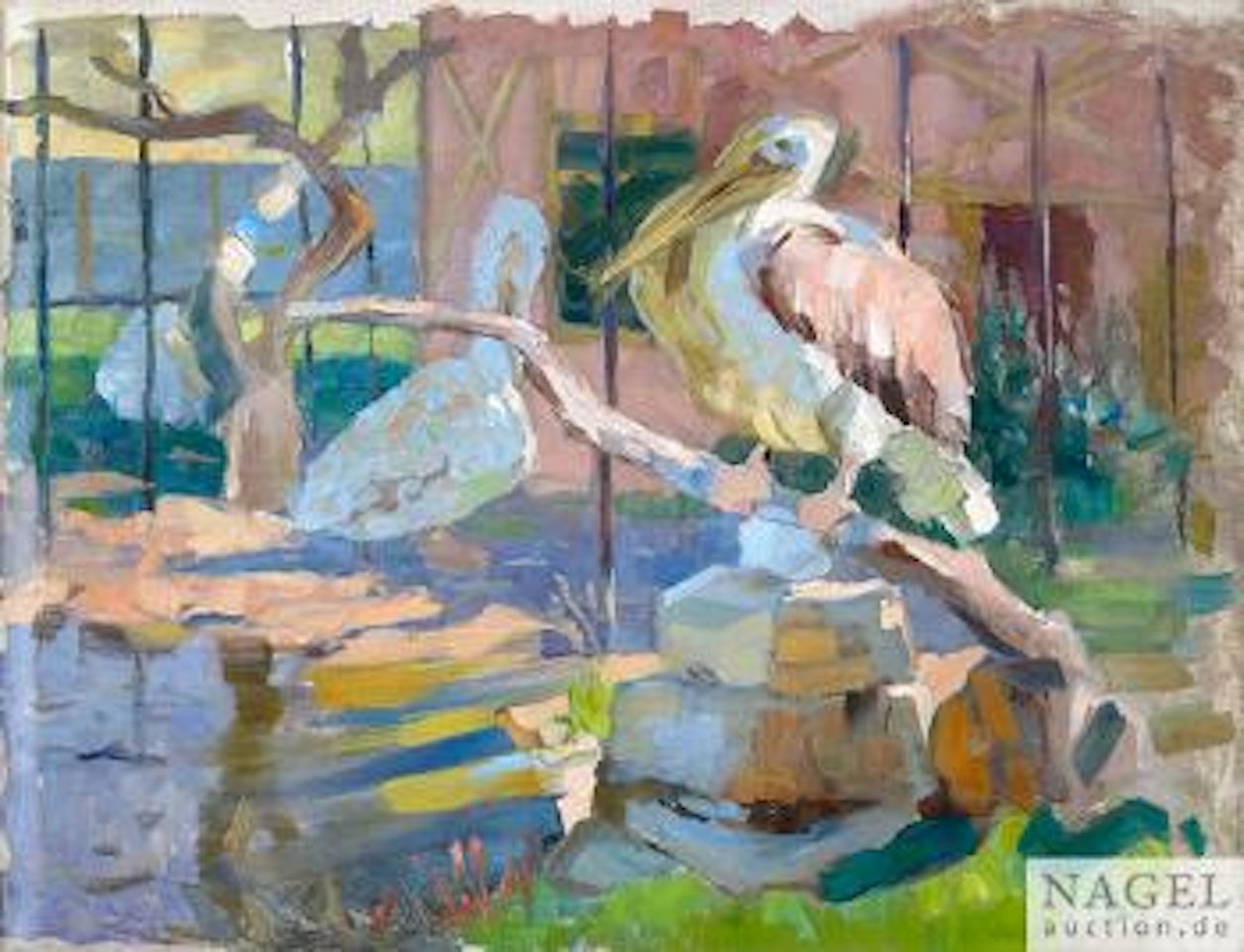 Pelikane im Münchner Tierpark Hellabrunn by Heinrich von Zugel