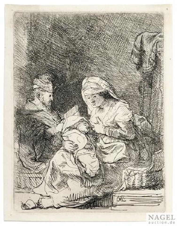 Die Heilige Familie, Maria sÃ¤ugend by Attributed to Rembrandt Harmensz van Rijn