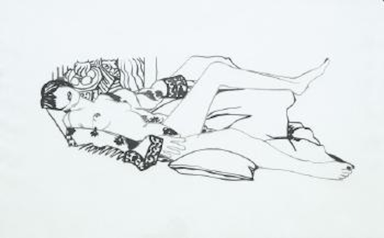 Monica Nude with purple robe by Tom Wesselmann