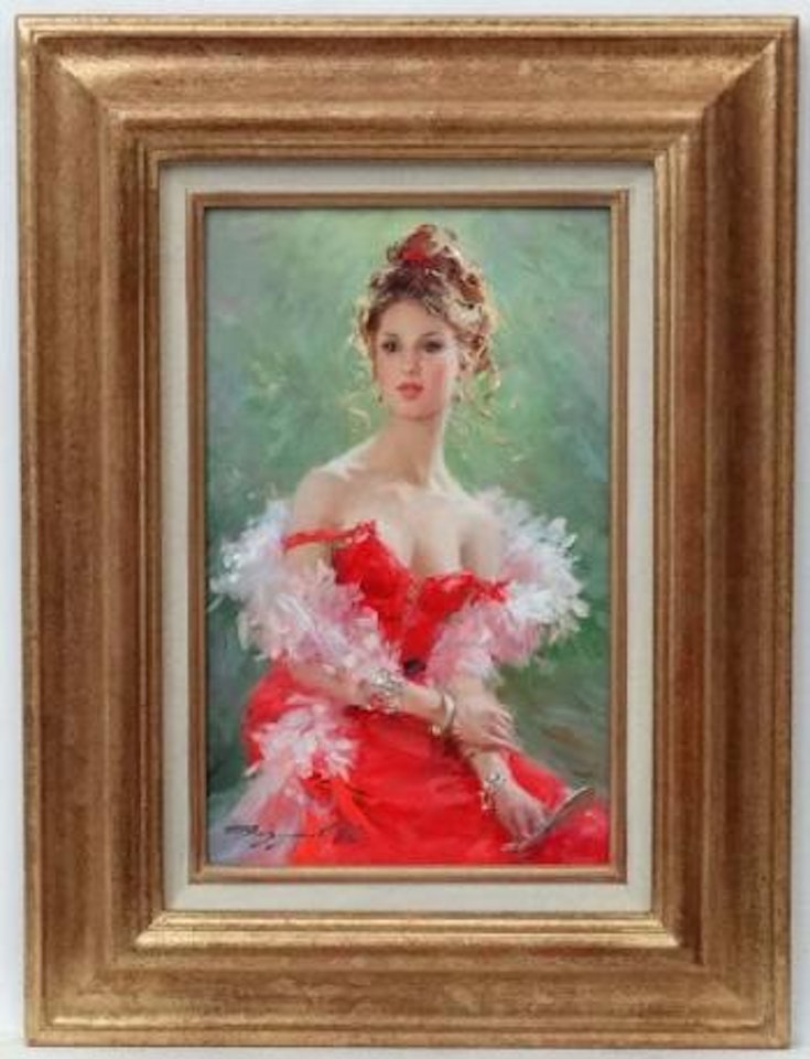 Young lady in red by Constantin Razoumov