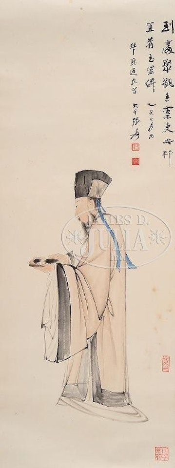 Scholar with inkstone by Zhang Daqian