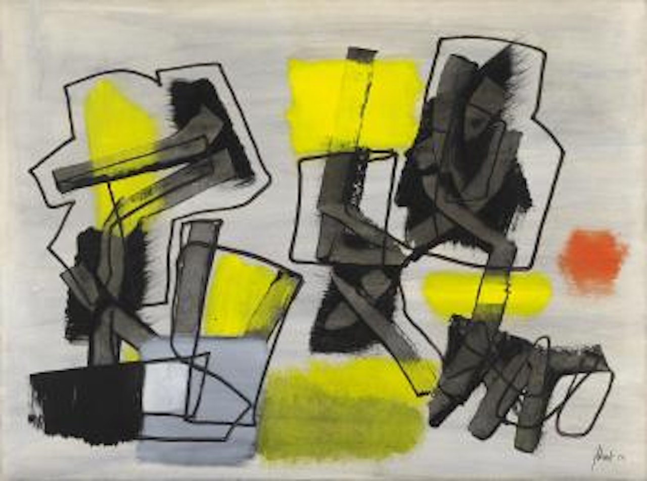 With yellow and black by Fritz Winter