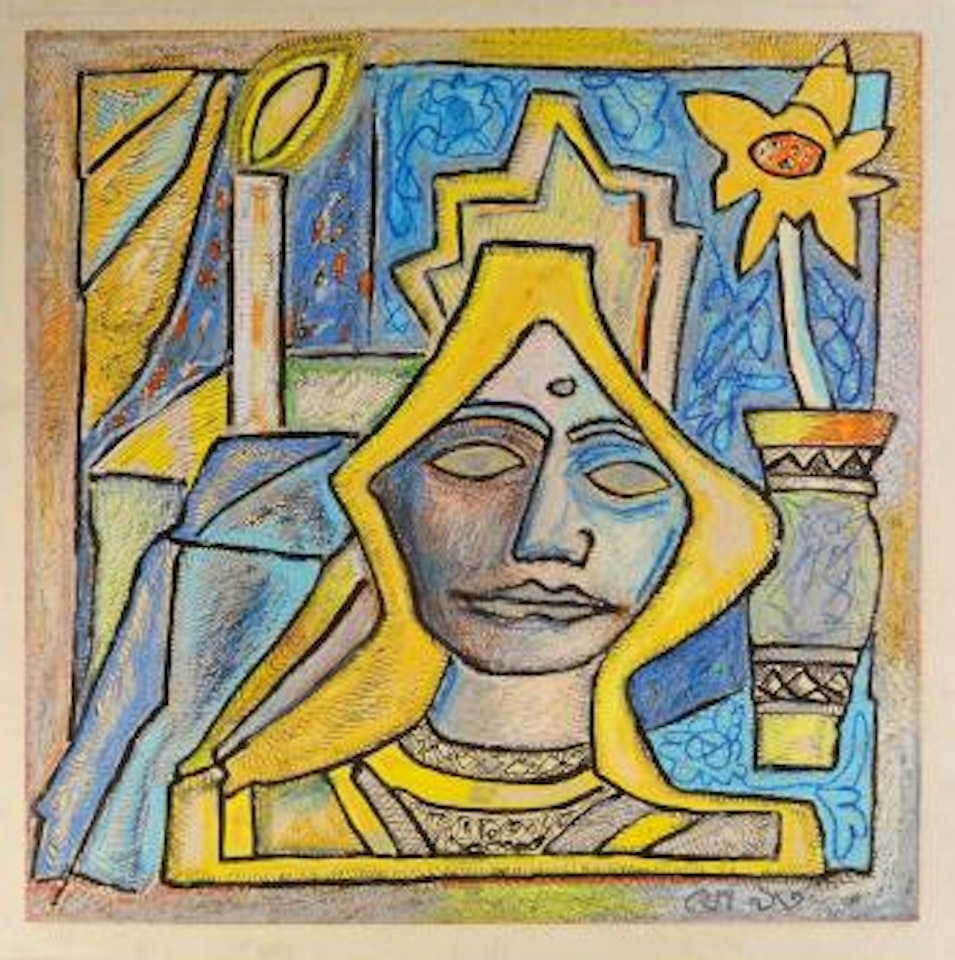 Untitled (Woman with Yellow hair) by Jogen Chowdhury