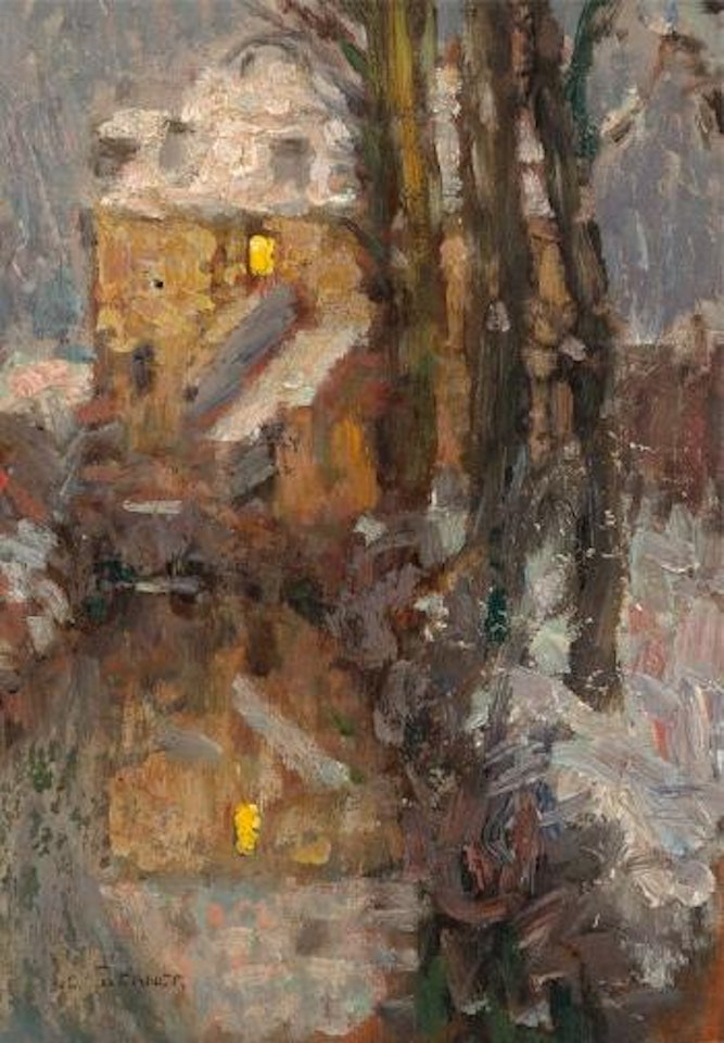 Le Canal, Neige, Gisors by Henri Le Sidaner