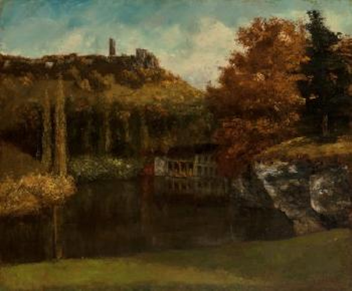 Le Lavoir (Vue et ruines du Château de Scey-en-Varais) by Gustave Courbet