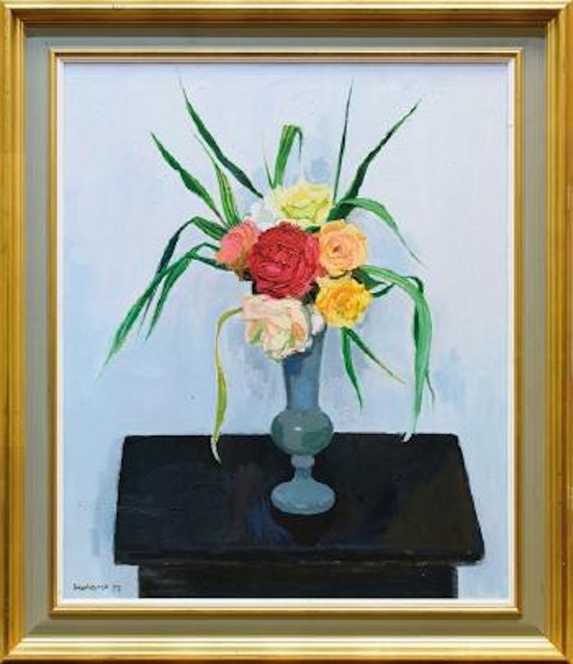 Roses on a Black Table by Alberto Morrocco