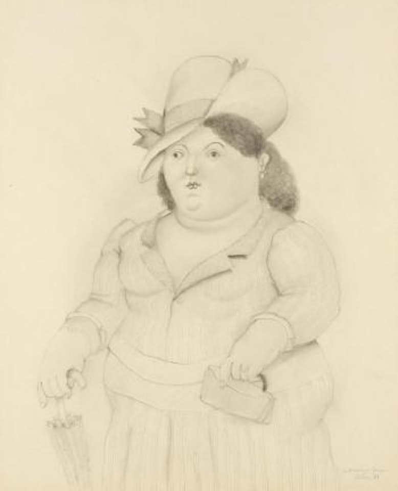 Mujer con paraguas by Fernando Botero