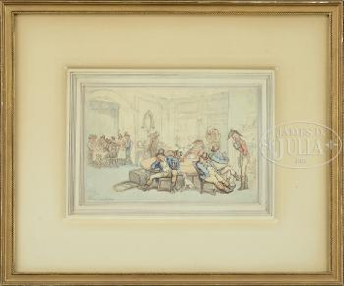 Caricature of gentleman having a long night at the gaming tables by Thomas Rowlandson