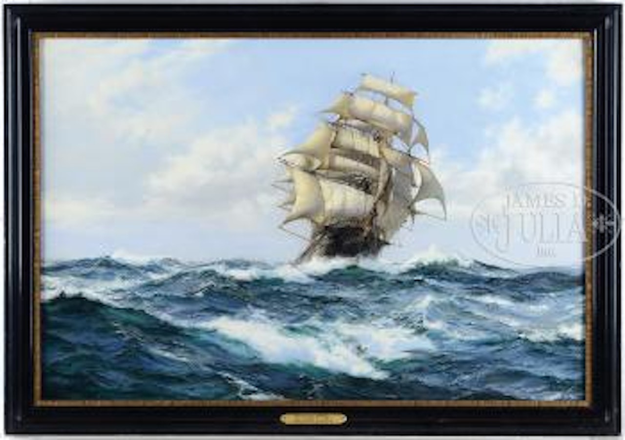 The Chariot of Fame, Stunsaild Pulling by Montague Dawson