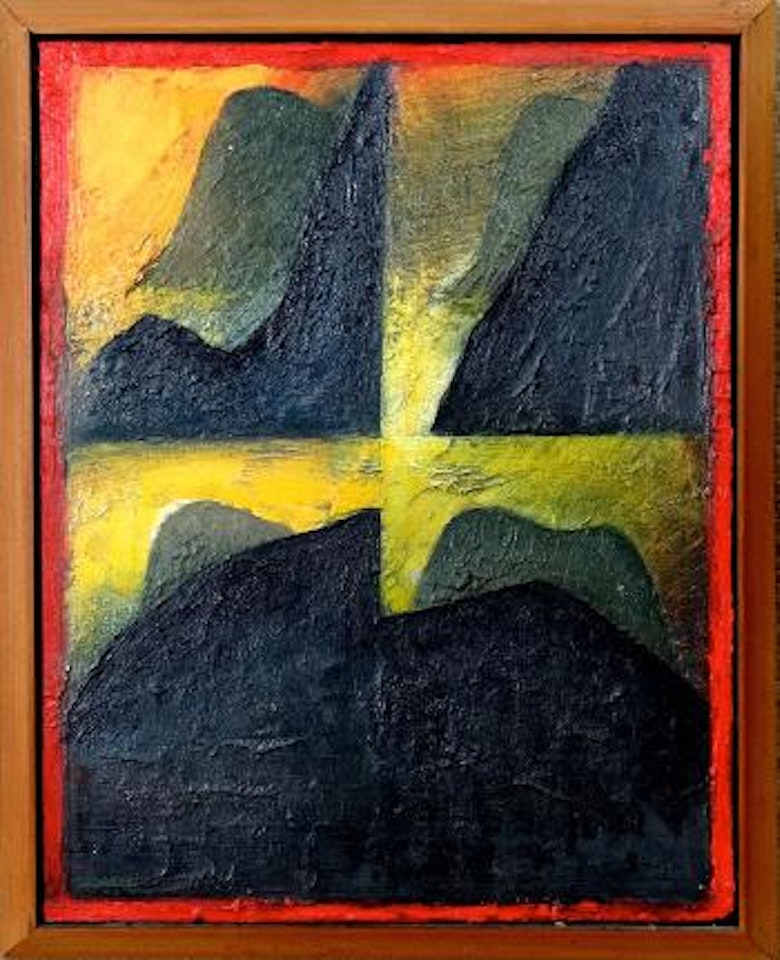 Motumahanga - 4 panels, red border by Michael Smither