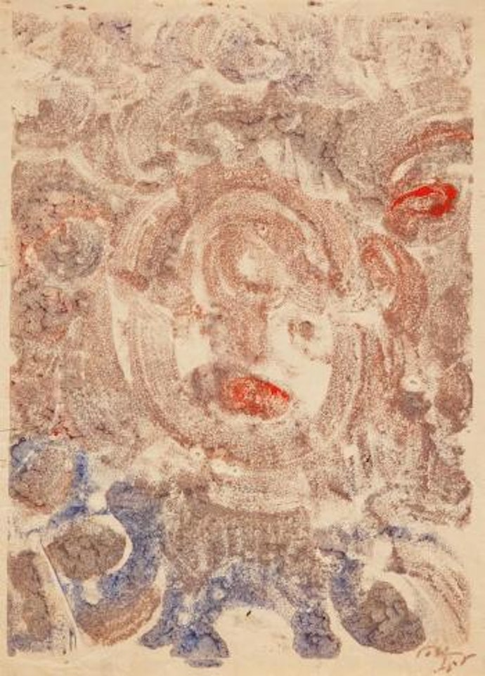 Ohne Titel (Kopf mit roten Lippen) by Mark Tobey