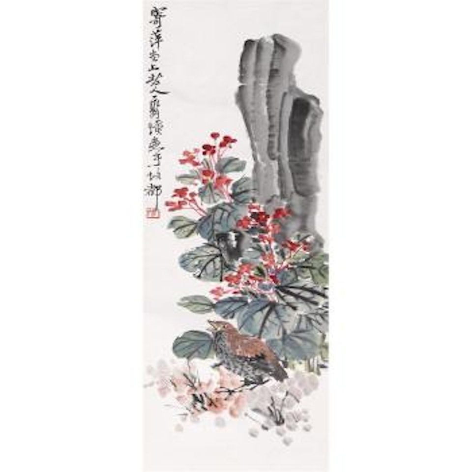 Lark among red blossoms by Qi Baishi