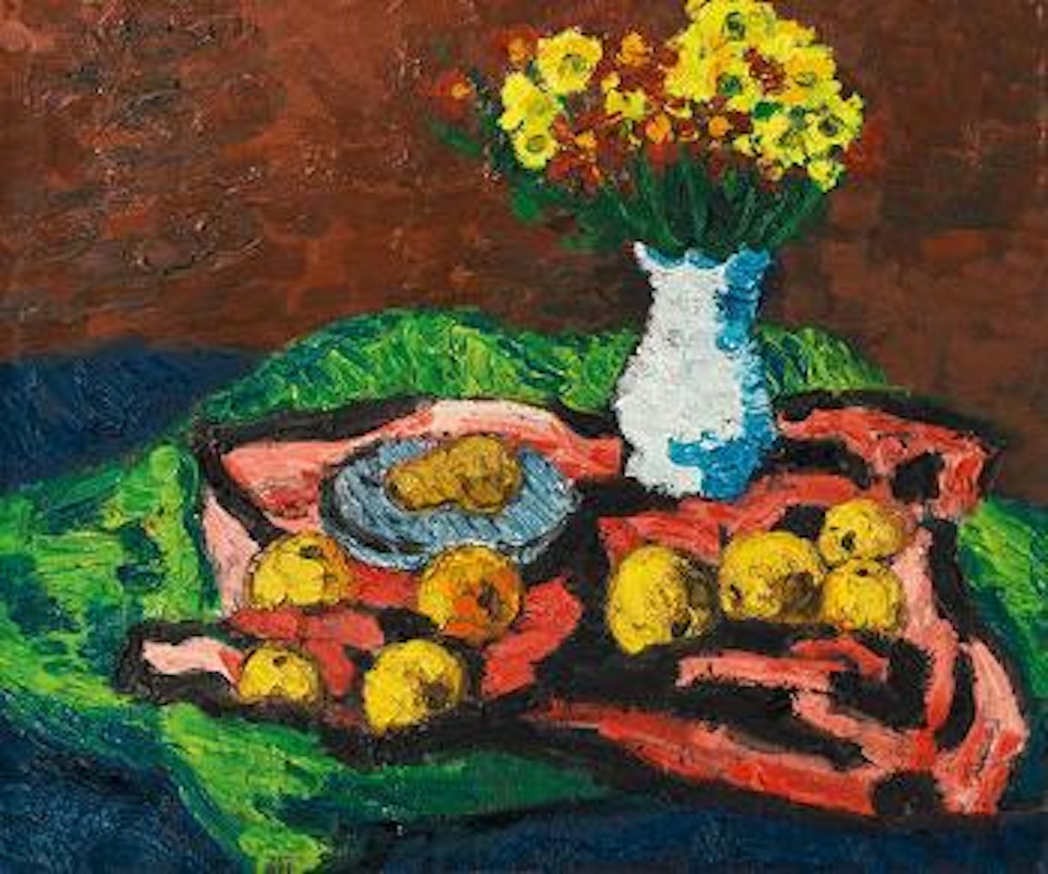 Stillleben mit Früchten und Blumenvase by Karl Stark