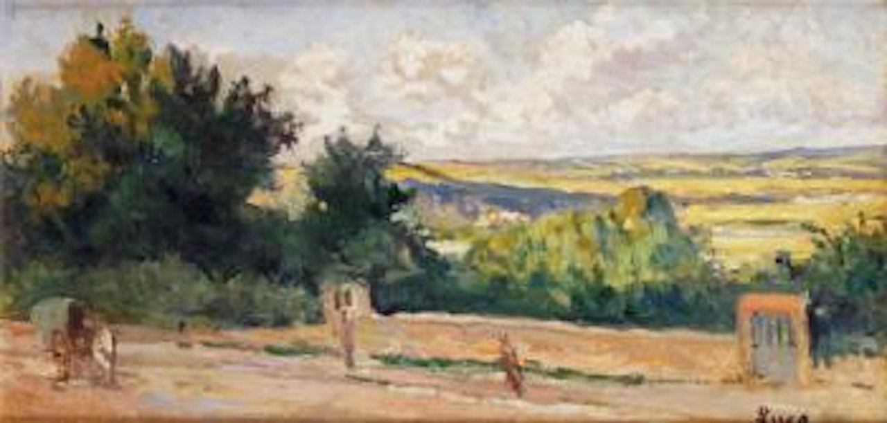 Carriole sur le chemin, Méricourt la plaine dominant la vallée by Maximilien Luce