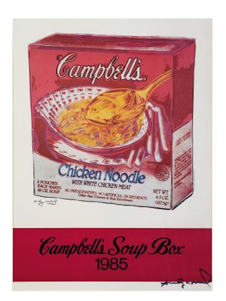 Campbell’s soup box chicken noodle by Andy Warhol