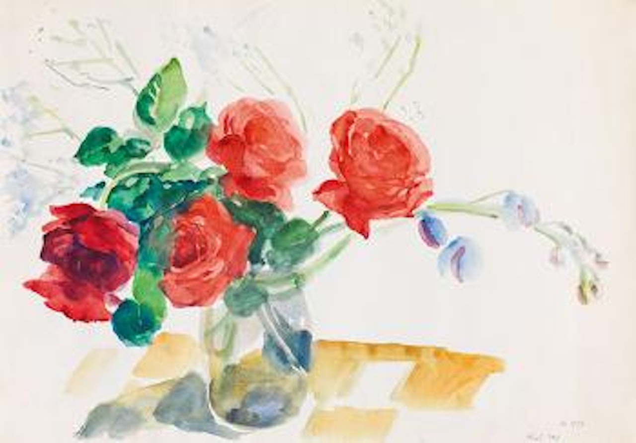 Rosenaquarell by Maria Lassnig