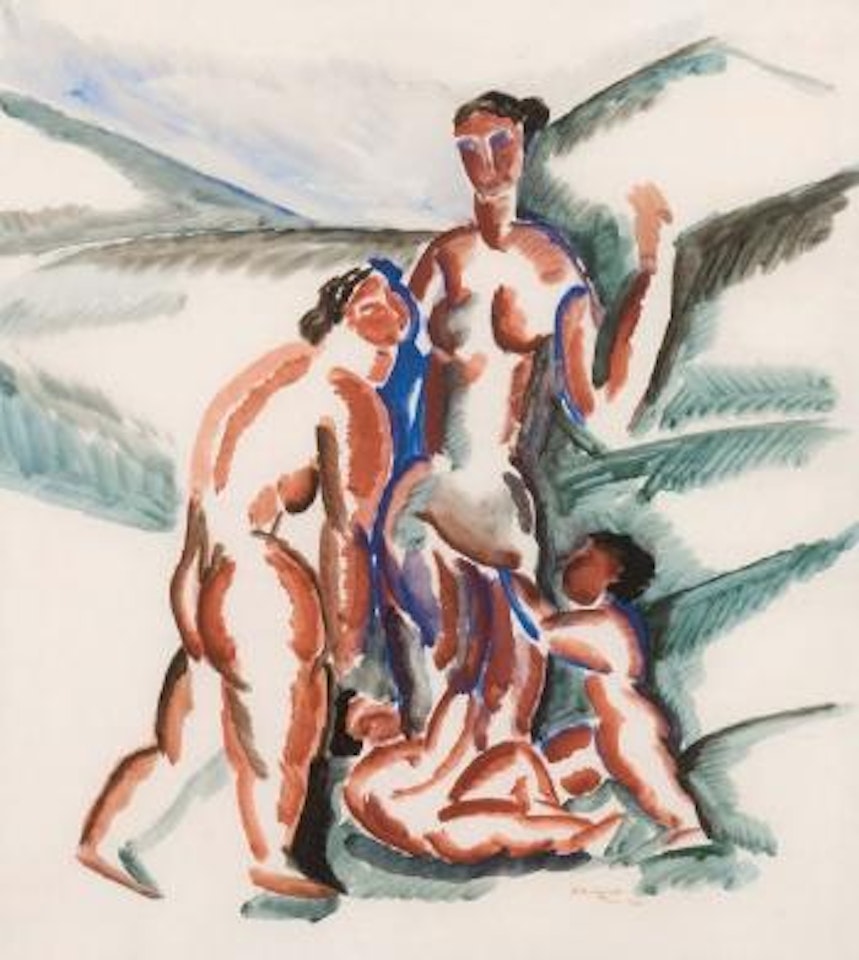 Deux femmes et deux enfants by Ossip Zadkine