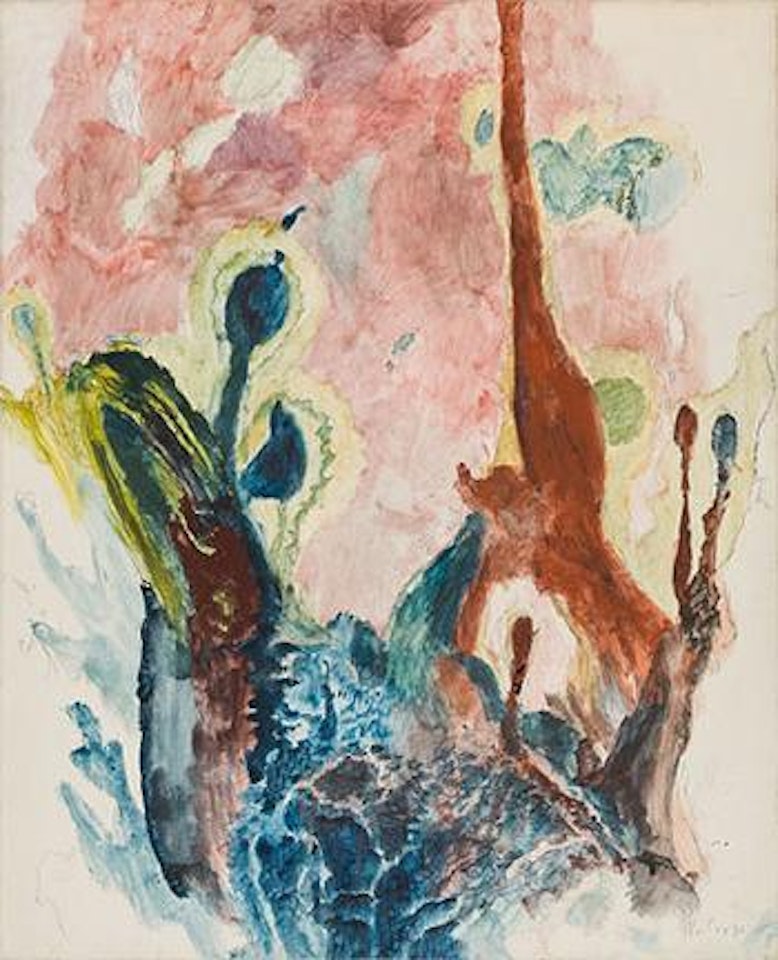 Blaue Bäume und Purpurhimmel by Max Weiler