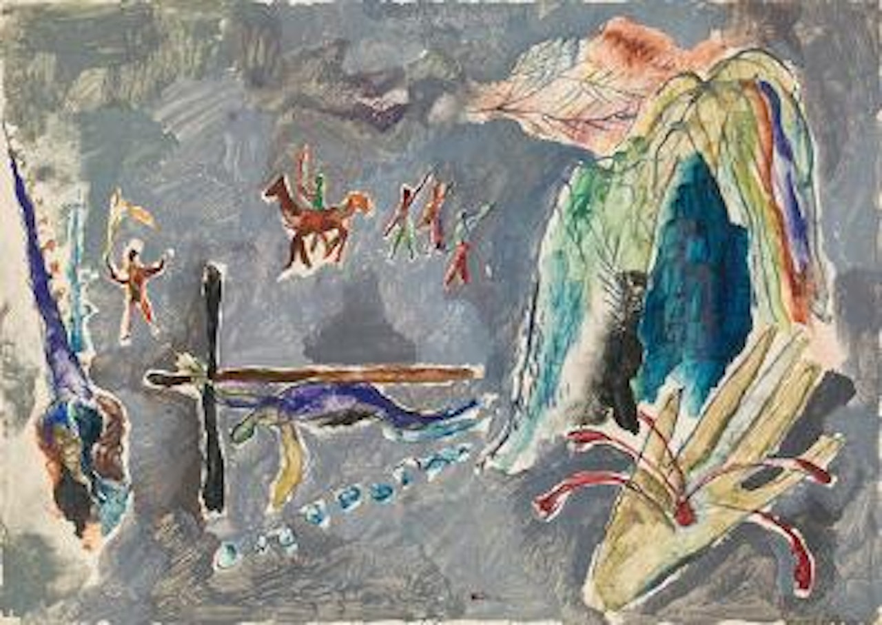 Kreuzweg ('III. Station, Jesus fällt das erste Mal unter dem Kreuz') by Max Weiler