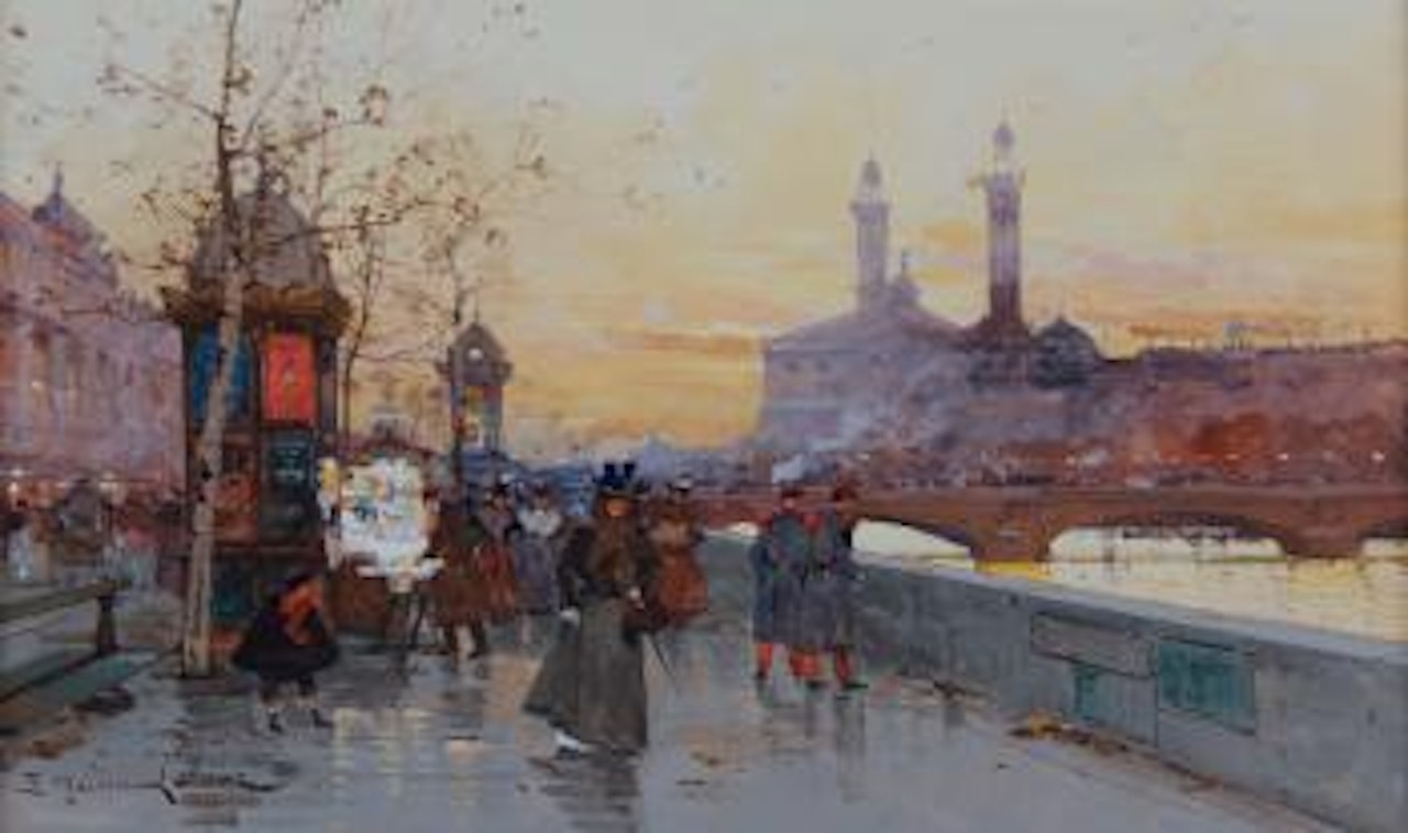 Escena de Paris junto al Sena by Eugene Galien-Laloue