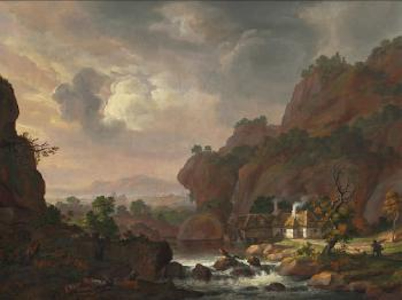 Nordic landscape with a thatched cottage by Johan Christian Clausen Dahl