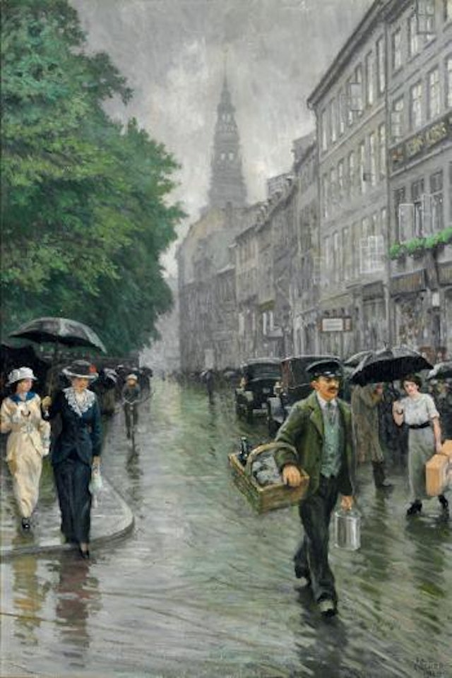 Street scene from Amagertorv, Copenhagen by Paul Fischer